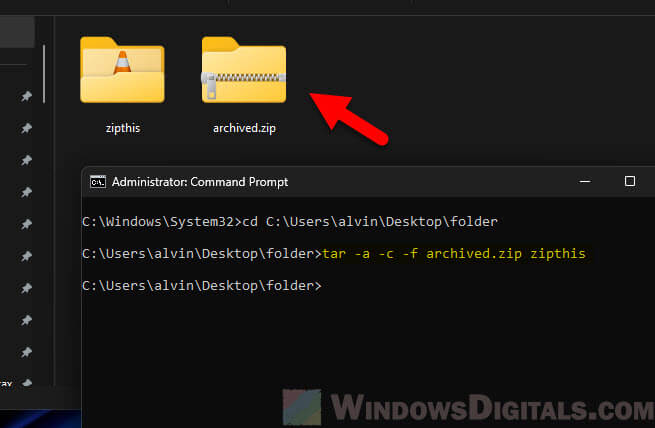 Use tar to create ZIP archive files in Windows 11