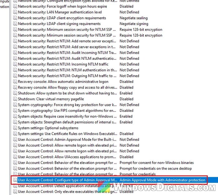 User Account Control Configure type of Admin Approval Mode policy Windows 11