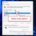 Users must enter username and password missing Windows 11