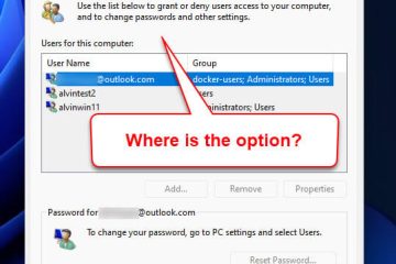 Users must enter username and password missing Windows 11