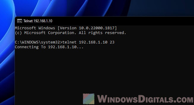 Using Telnet Client in Command Prompt