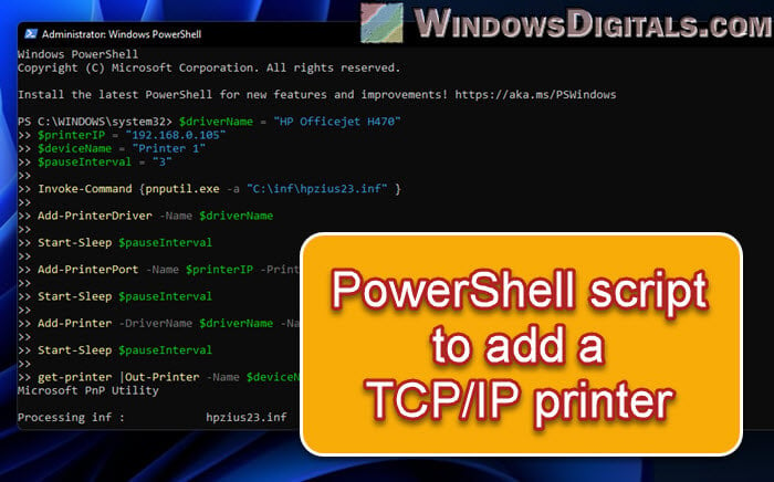 Using a PowerShell Script to Add a Printer Driver by IP