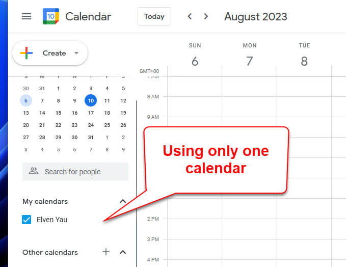 Using only one default calendar in Google Calendar
