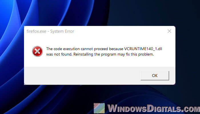 VCRUNTIME140_1.dll Not Found in Windows 11 or 10