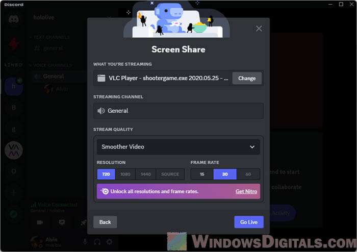 VLC Discord Stream video quality and FPS