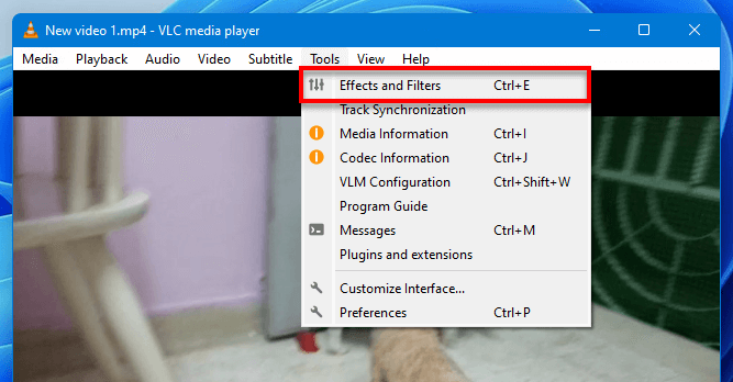 VLC tools effects and filters