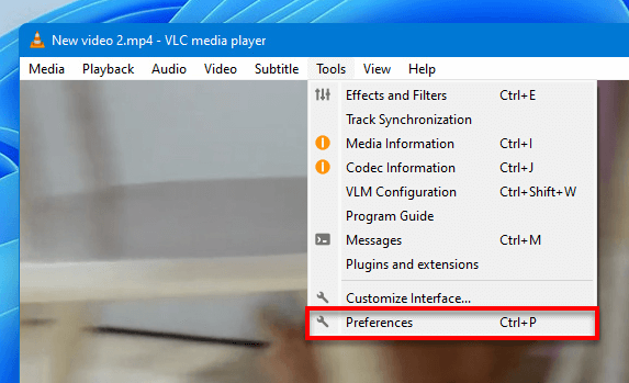 VLC tools preferences