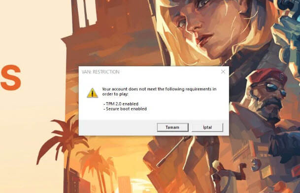 Valorant requires TPM 2.0 and Secure Boot