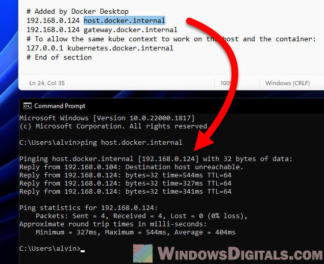 Verify static DNS entry in Windows