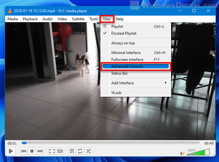 View Advanced Controls VLC
