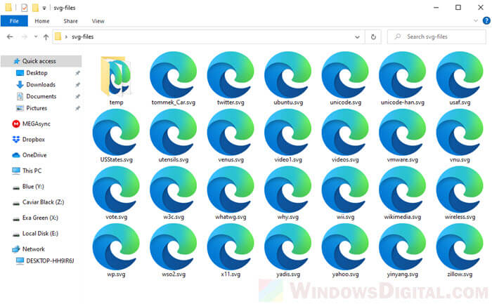 Lihat thumbnail SVG dari Windows 10 File Explorer
