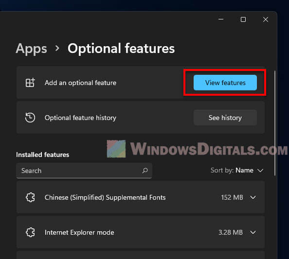 View optional features