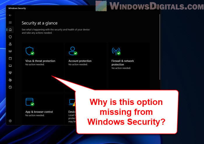 Virus and Threat Protection Missing from Windows Security