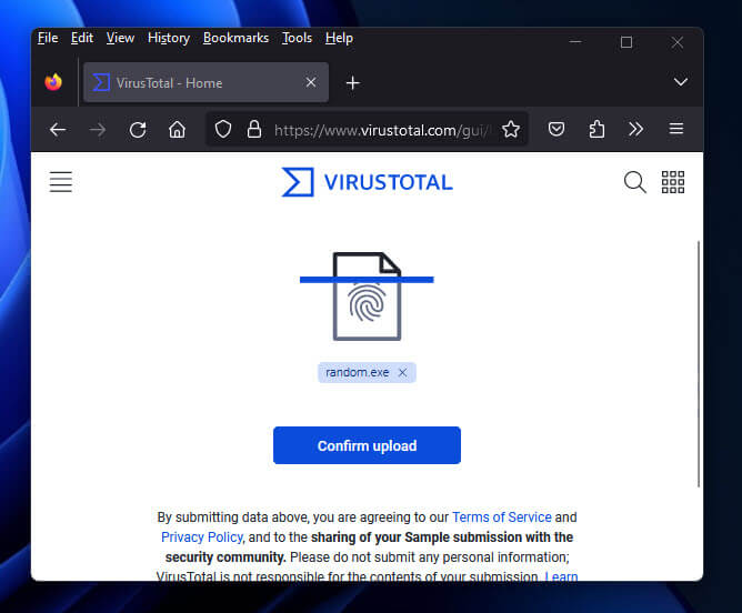 VirusTotal Scan files for viruses