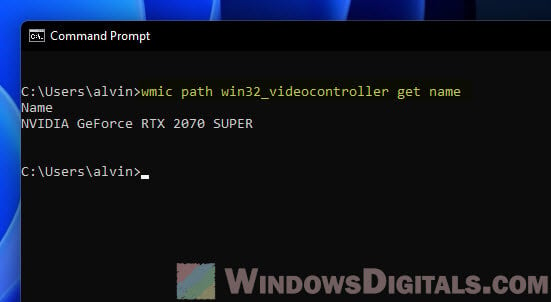 WMIC get graphics card name and model