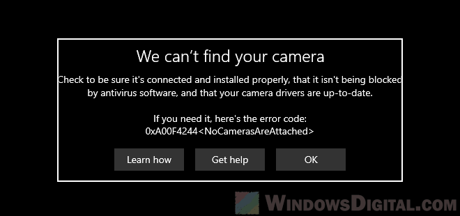 We can't find your camera Windows 10 webcam