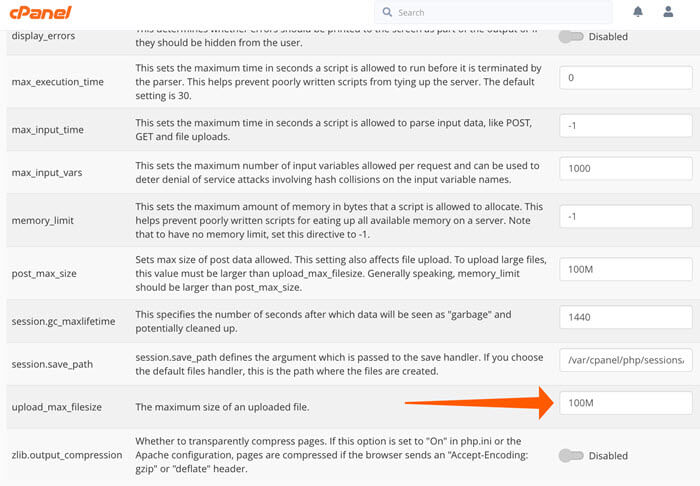 Website server's maximum file upload size