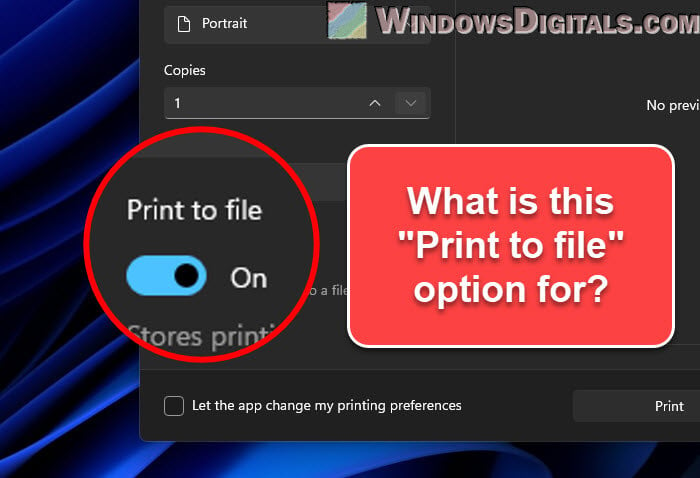 What does Print to File mean