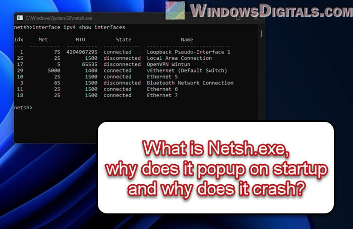 What is Netsh.exe and its Popup and Crashing in Windows 11