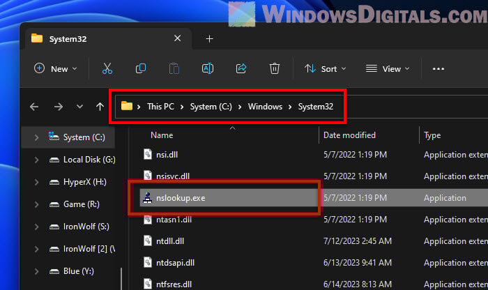 What is System32 nslookup.exe