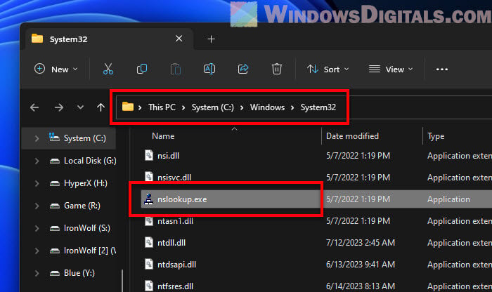 What is System32 nslookup.exe