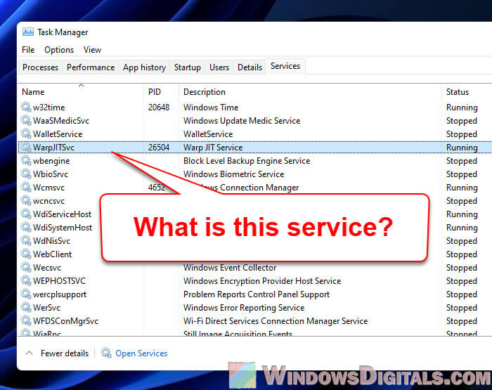 What is WarpJITSvc Service in Windows 11 or 10