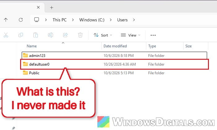 What is the defaultuser0 (or defaultuser1) Account in Windows 11?