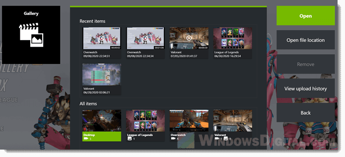 What is the folder location where NVIDIA Shadowplay saves recorded videos