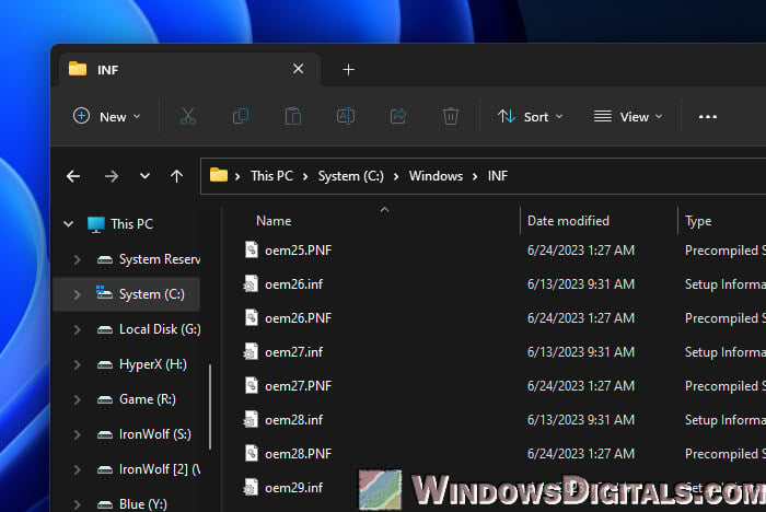 Where are OEM INF files located in Windows 11