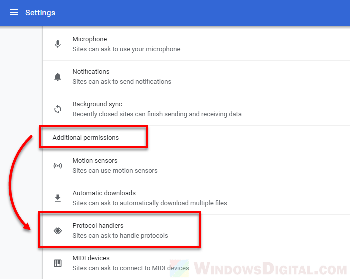 Where is Protocol handlers settings in Chrome