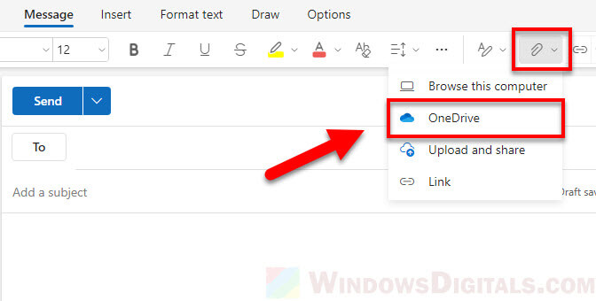 Where is browse cloud locations in Outlook attach file