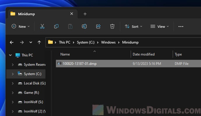 Where is dump file in Windows 11