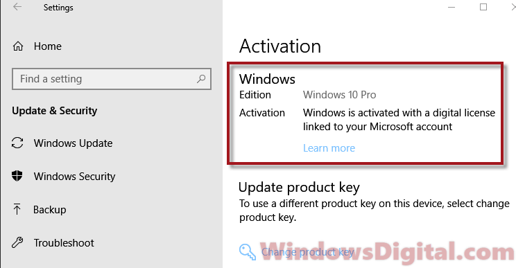 digital product key windows 10