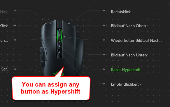 Where is the Razer Hypershift button on a mouse