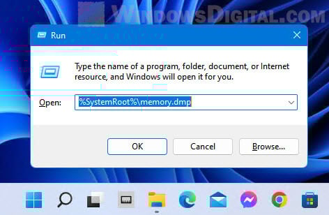 Where is the memory dump file in Windows 11