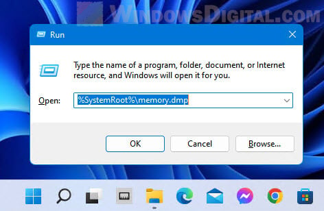 Where is the memory dump file in Windows 11