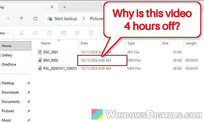 Why Do Videos Show the Wrong Time in File Explorer but Photos Don't