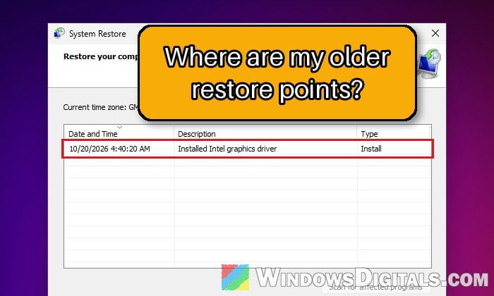 Why Does Windows 11 Keep Only One Restore Point
