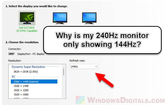 Why is My 240Hz Monitor Only Showing 144Hz