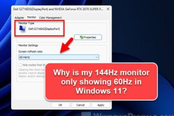 Why is my 144Hz monitor only showing 60Hz in Windows 11