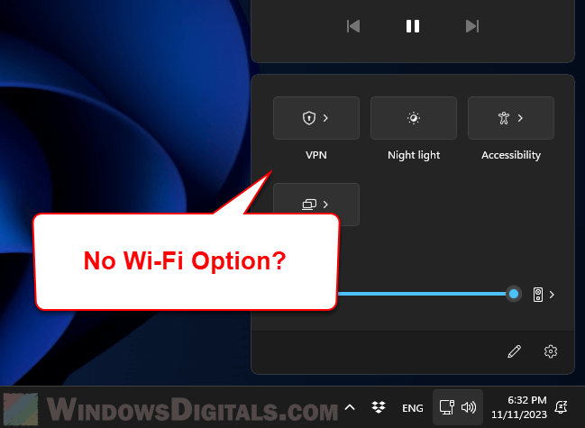 WiFi Option Not Showing Up on Windows 11 Taskbar