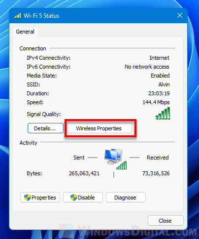 Wifi Wireless Properties Windows 11