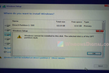 Windows 10 11 cannot be installed to this disk The selected disk is of the GPT partition style