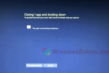 Windows 10 Closing 1 App and Shutting Down task host window