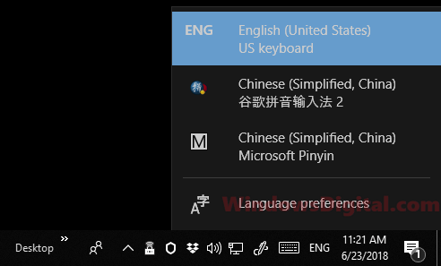 Change Windows keyboard language