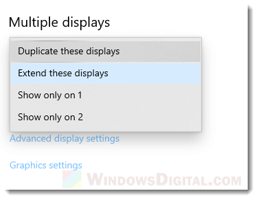 Windows 10 Extend displays instead of duplicate mirror displays