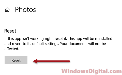 Reset Photos App