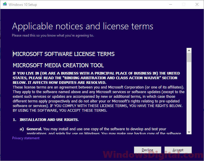 Windows 10 Pro Home digital download license terms