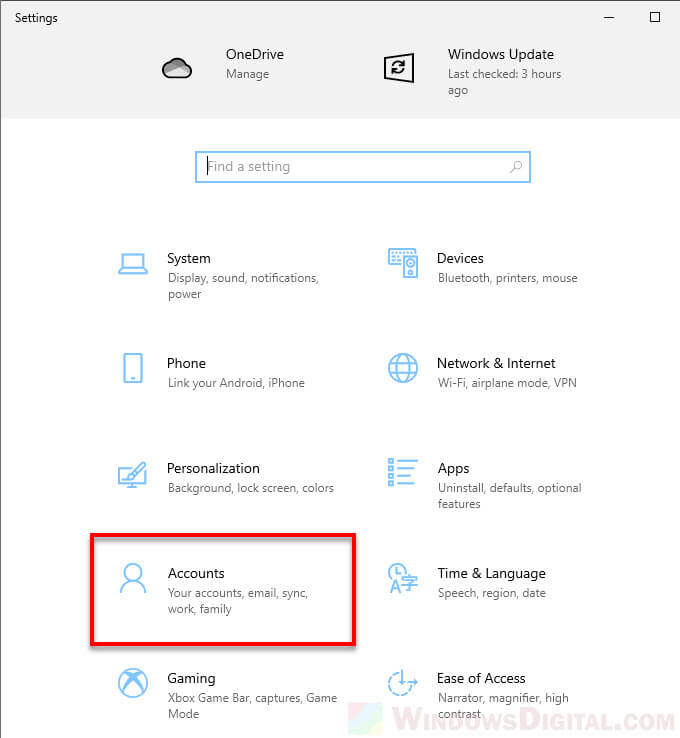 Windows 10 Settings Account Administrator Permission