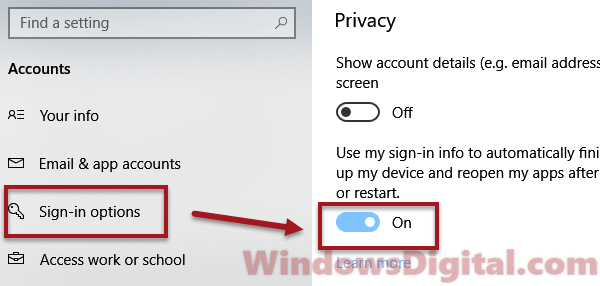 Windows 10 Sign-in options
